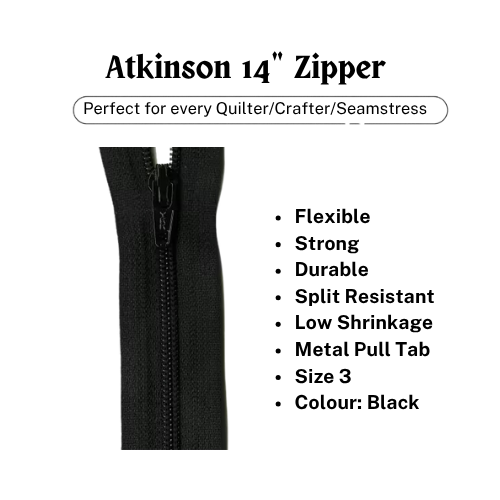 Zipper, Atkinson 14" - Black - ATK301