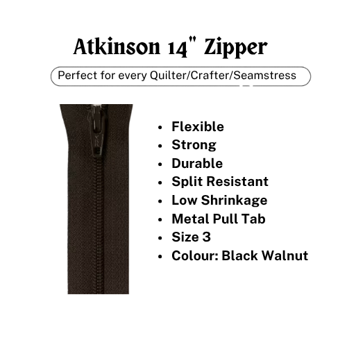 Zipper, Atkinson 14" - Black Walnut - ATK314Z