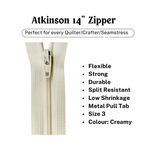 Zipper, Atkinson 14" - Creamy - ATK303