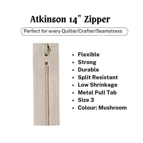 Zipper, Atkinson 14" - Mushroom - ATK305
