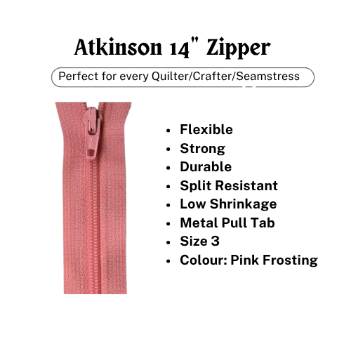 Zipper, Atkinson 14" - Pink Frosting - ATK335
