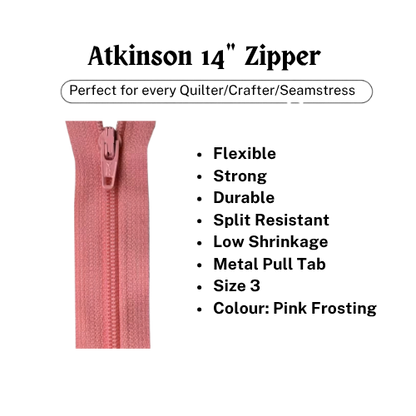 Zipper, Atkinson 14" - Pink Frosting - ATK335