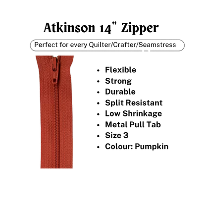 Zipper, Atkinson 14" - Pumpkin - ATK323Z