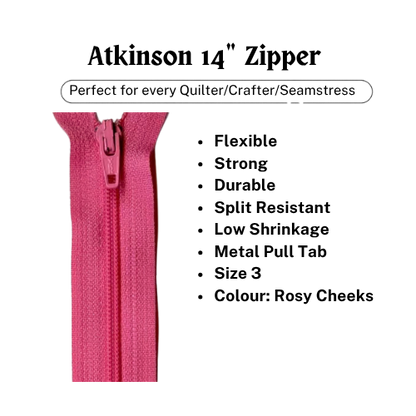 Zipper, Atkinson 14" - Rosy Cheeks - ATK334Z