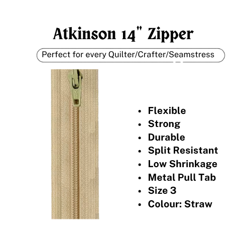 Zipper, Atkinson 14" - Straw - ATK304Z