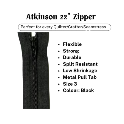 Zipper, Atkinson 22" - Black - ATK701