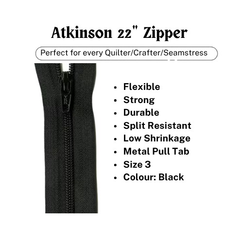 Zipper, Atkinson 22" - Black - ATK701