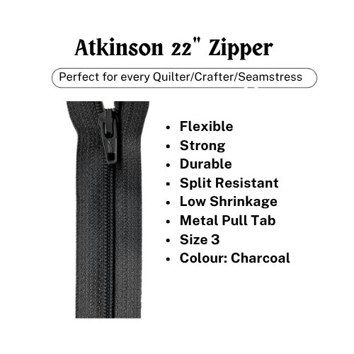 Zipper, Atkinson 22" - Charcoal - ATK-709 *