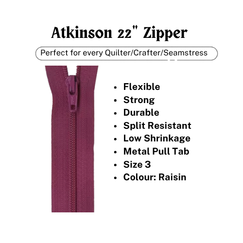 Zipper, Atkinson 22" - Raisin - ATK-732 *