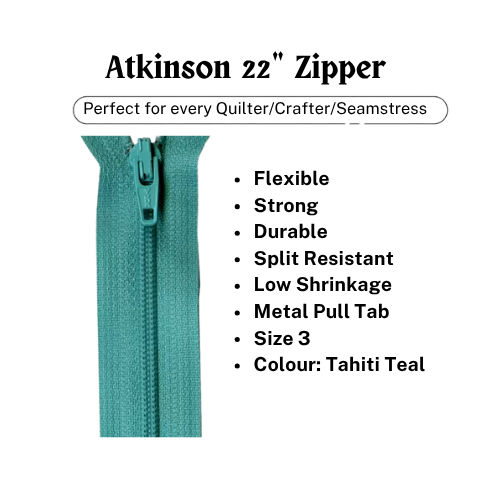 Zipper, Atkinson 22" - Tahiti Teal - ATK-752