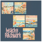 Zipper Bag Panel Beachy Patchwork Watercolor  New Style 420 10panels
