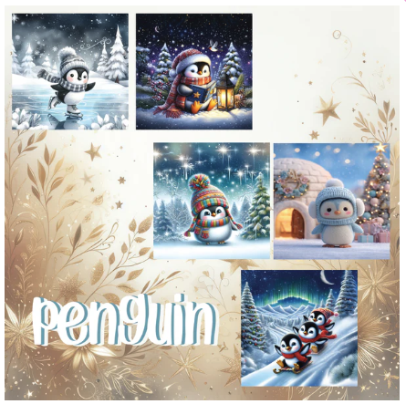 Zipper Bag Panel Penquin  Watercolor  New Style 420 10panels