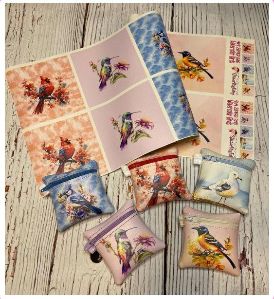 Zipper Bag Panels - Birds  - 5" x 7"