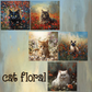 Zipper Bag Panels Cat Floral -  New Style