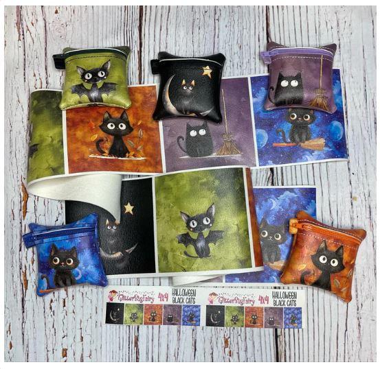 Zipper Bag Panels Halloween - Black Cats