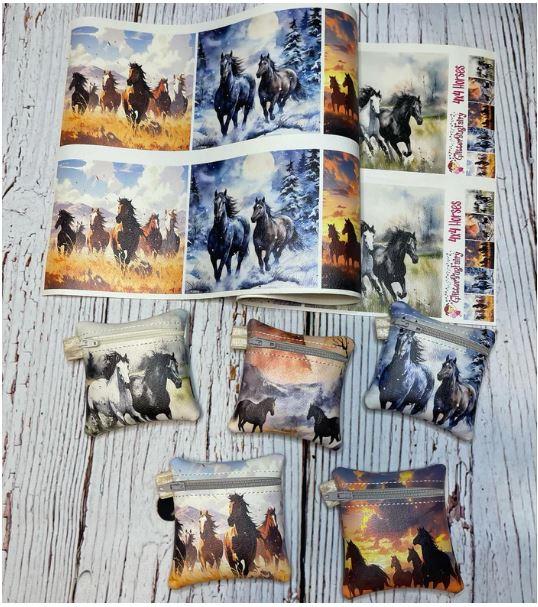 Zipper Bag Panels - Horses