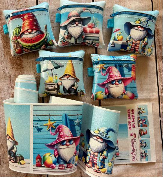 Zipper Bag Panels  - Beach Gnomes