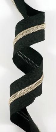 Zippers by the Yard - Size #5 - Black/Antique Gold  Coil - No Pulls - EBZP5-BLK3AB