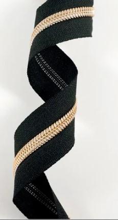 Zippers by the Yard - Size #5 - Black/Rose Gold  Coil - No Pulls - EBZP5-BLK3RSGO