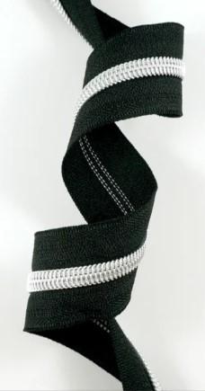 Zippers by the Yard - Size #5 - Black/Silver Coil - No Pulls - EBZP5-BLK3SL
