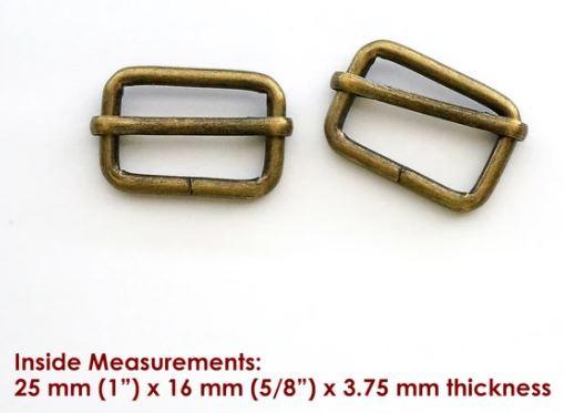 Adjustable Sliders (2 pack) - 1" - Antique Brass - SLD25MM-AB/2