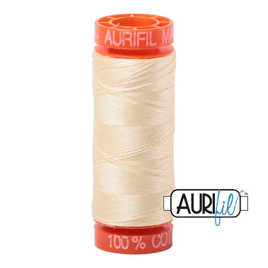 Aurifil Thread - 50 wt - 200 meters - Light Lemon - MK50SP200-2110
