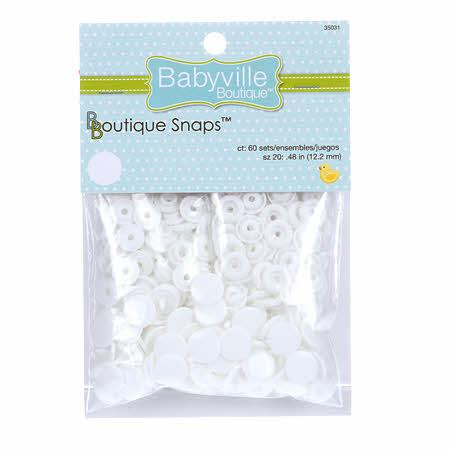 Babyville Boutique Snaps Size 20 White - BV35031-2