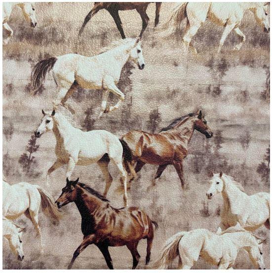 Brown & White Horses Printed Vinyl