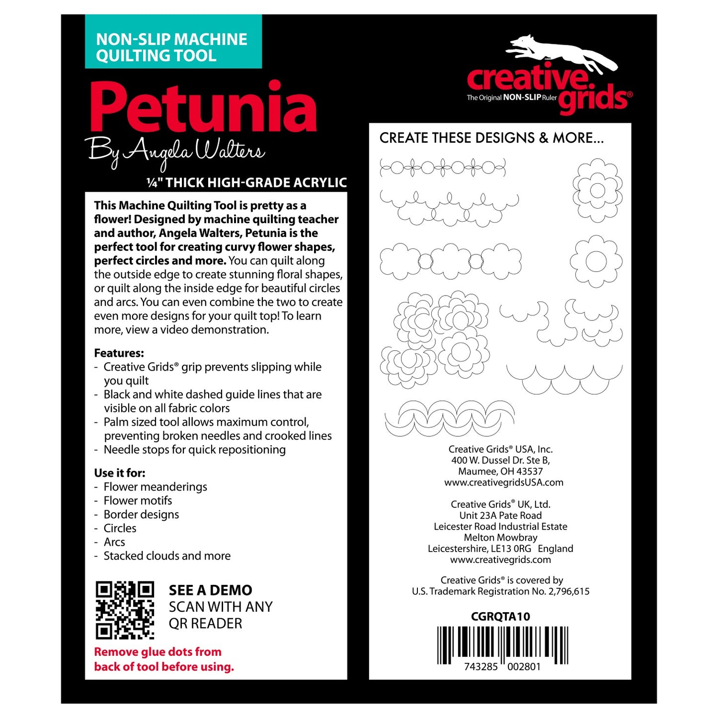 Creative Grids Machine Quilting Tool Petunia # CGRQTA10