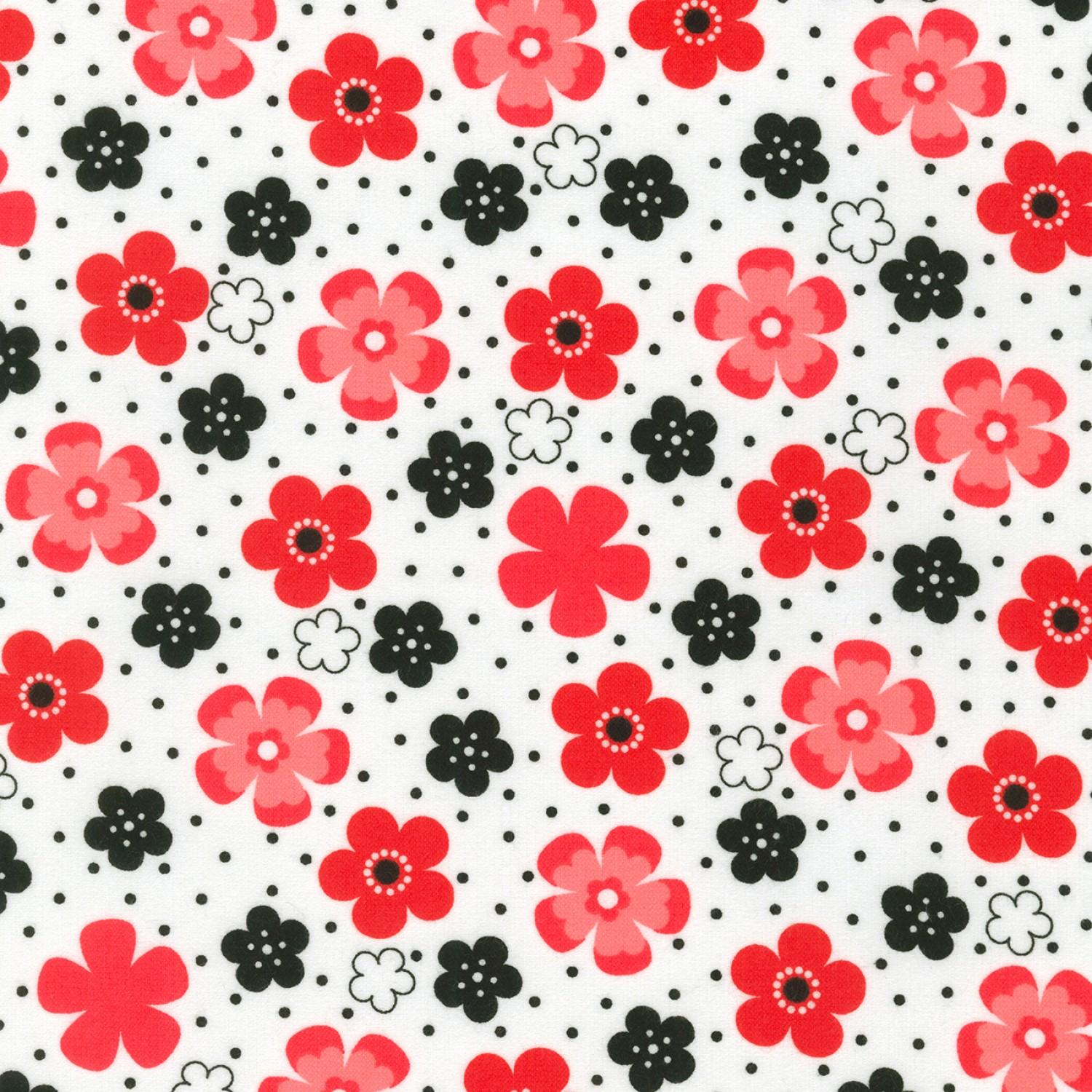 Cozy Cotton Flannel Flowers - Red - 15592-3