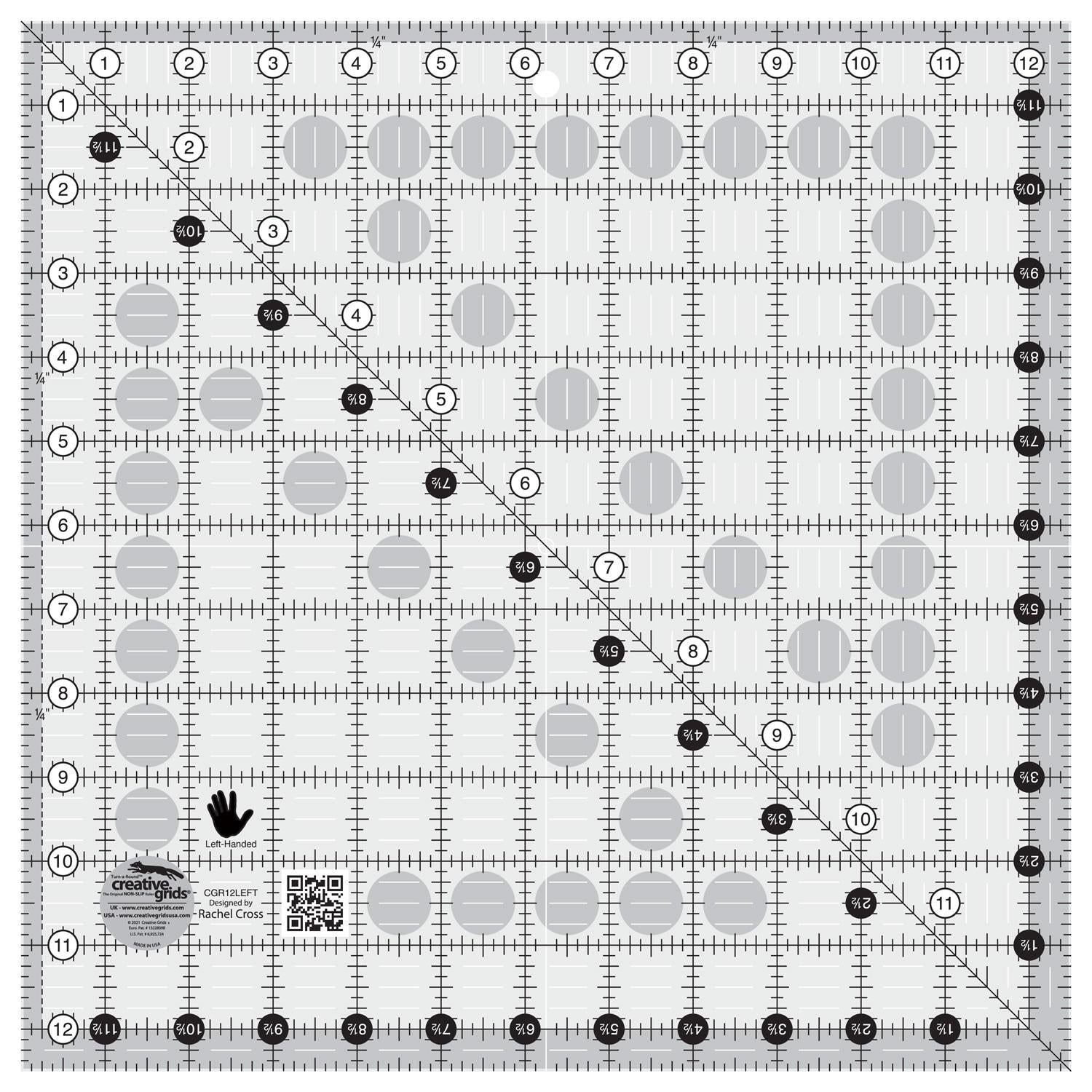 Creative Grids Left Handed Quilt Ruler 12-1/2in Square # CGR12LEFT ...