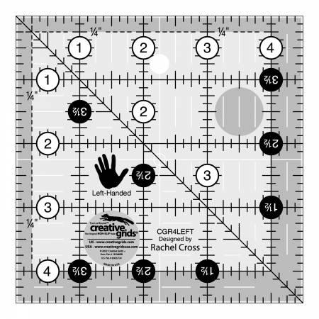 Creative Grids Left Handed Quilt Ruler 4-1/2in Square # CGR4LEFT