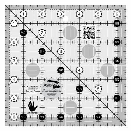 Creative Grids Left Handed Quilt Ruler 6-1/2in Square # CGR6LEFT -SPECIAL ORDER