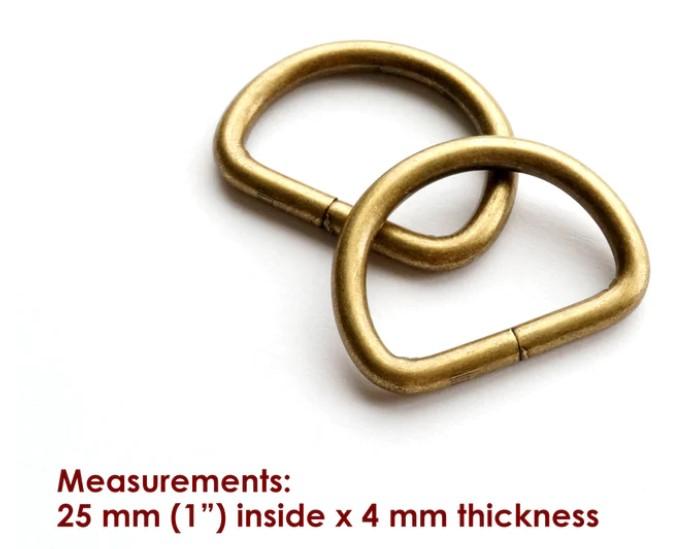D Ring - Antique Brass - 1" - 4 Pack - DRNG25mm-AB/4*