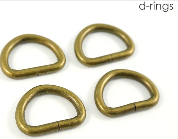 D Rings - Antique Brass - 3/4" - 4 pack - THIN*DRN18mm-AB/4