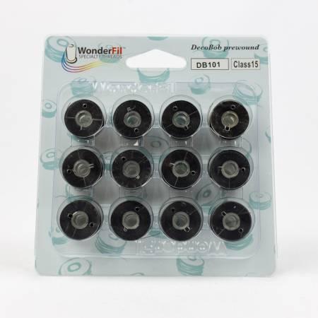 DecoBob Prewound Bobbins Class 15 12ct Black # DBP15-101
