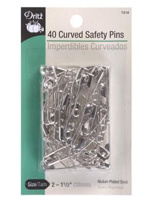 Dritz Curved Safety Pins, 38mm x 40 Count - 7216
