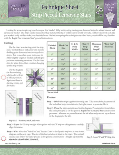 Technique Sheet - Strip Pieced Lemoyne Stars - DTEC09