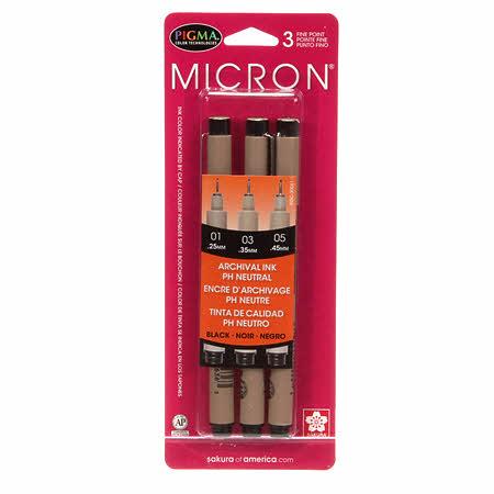 Pen Pigma Micron - 3 Pack All Black