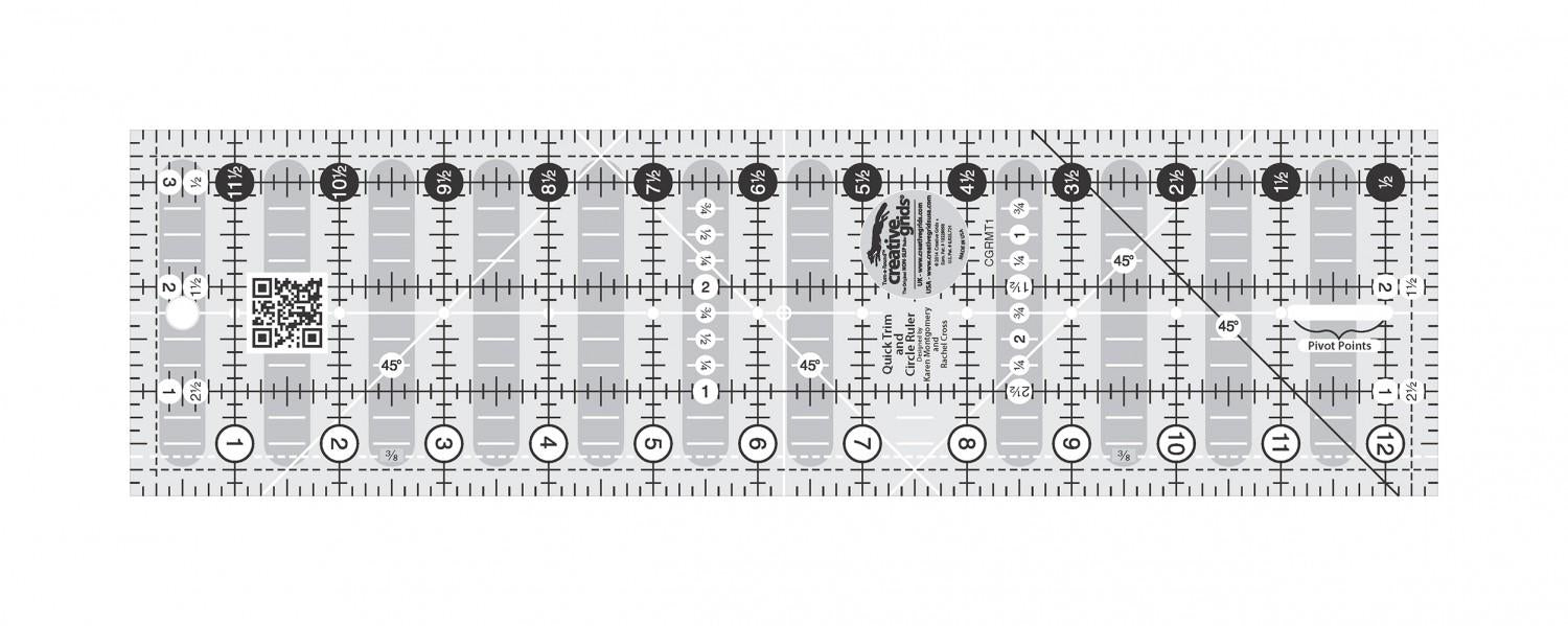 Creative Grid Quick Trim Ruler 3-1/2" X 12-1/2" Rectangle CGRMT1