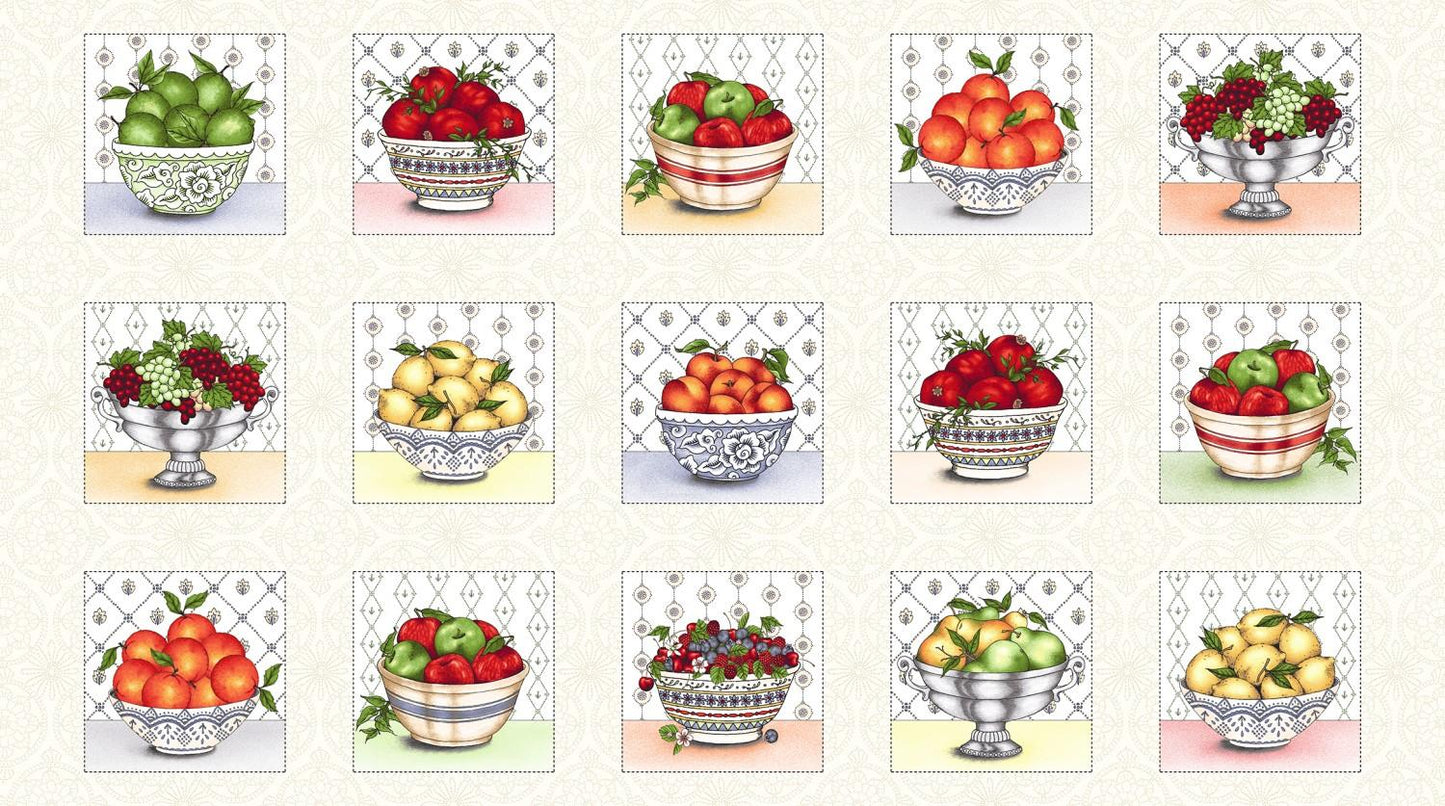 Fancy Fruit Block Panel - Cream - 10301-E