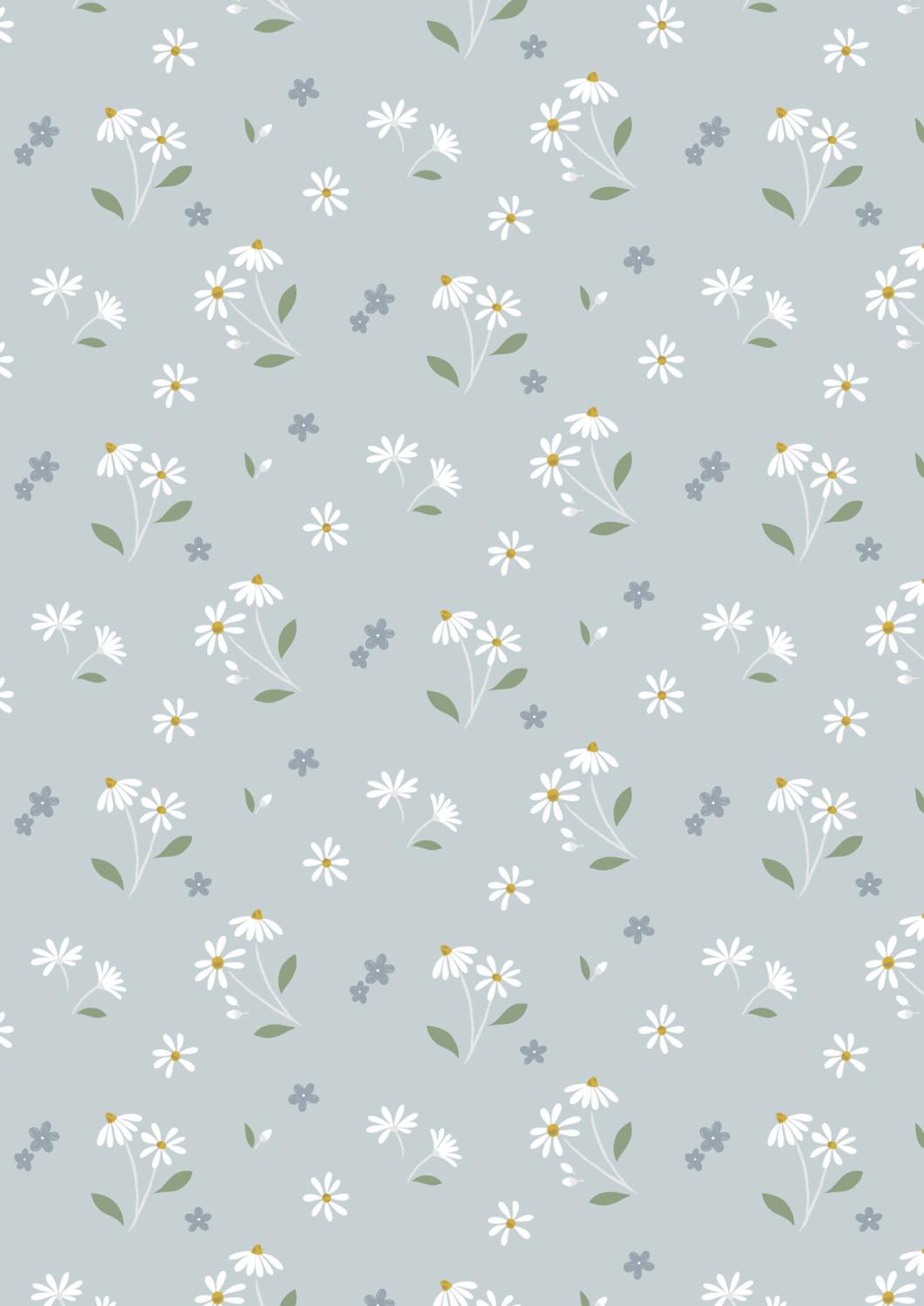 Floral Song - Daisies Dancing On Duck Egg Blue - CC34.2