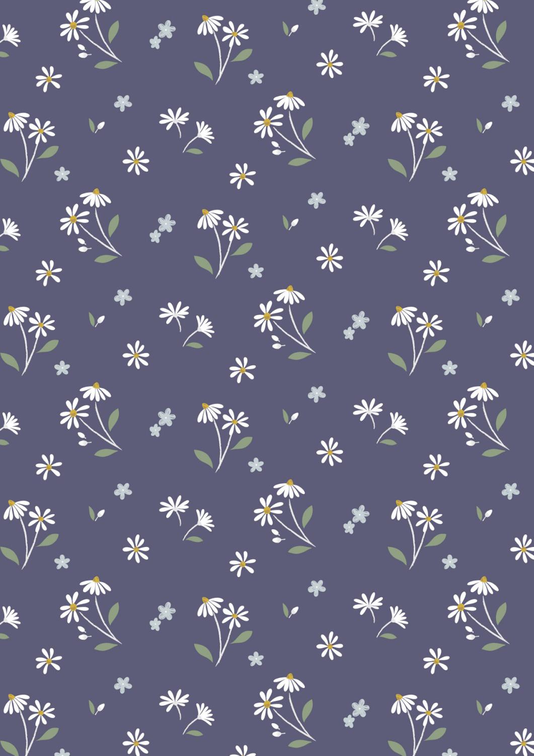 Floral Song - Daisies Dancing On Navy Blue - CC34.3