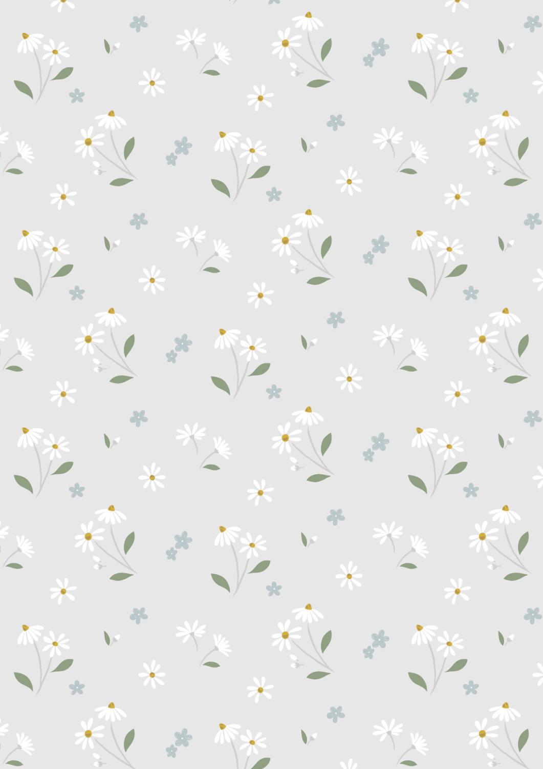 Floral Song - Daisies Dancing On Pale Grey - CC34.1