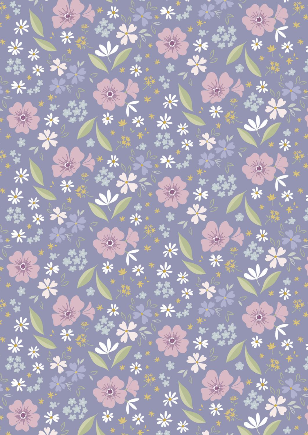 Floral Song - Floral Art on Lavender Blue - CC32.3