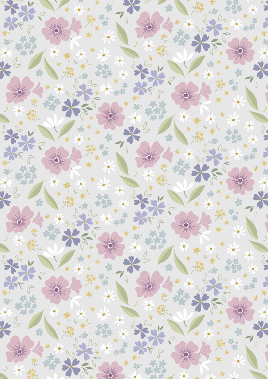 Floral Song - Floral Art on Pale Grey - CC32.2