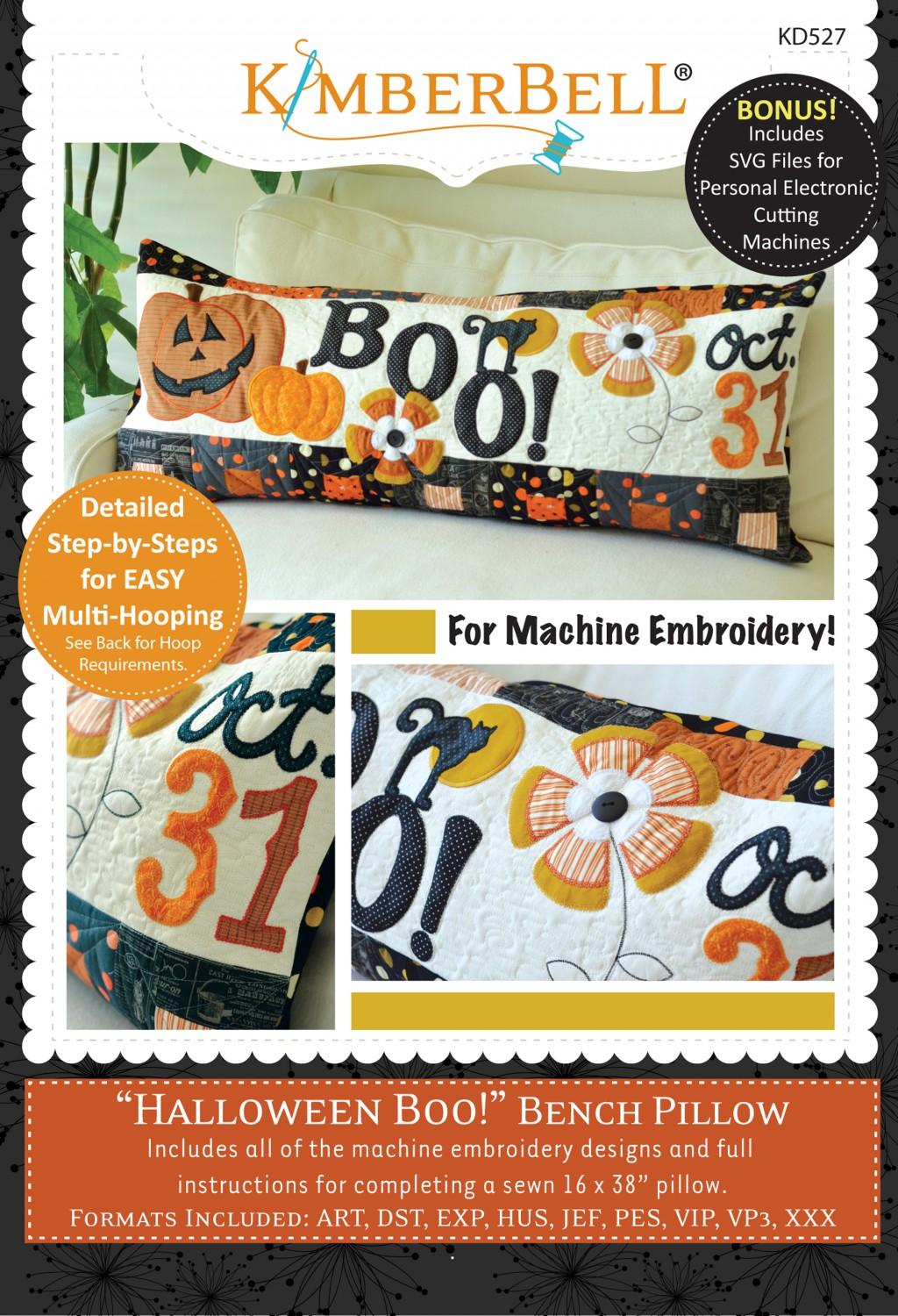 Halloween Boo! Bench Pillow (Machine Embroidery) # KD527