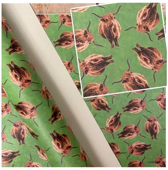 Highland Cow On Grass Printed Vinyl