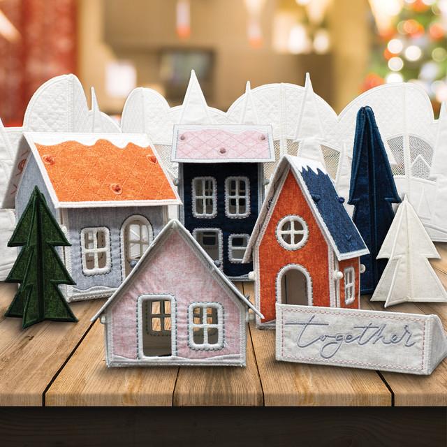 Home for the Holidays Embroidery CD Freestanding Houses - 12906CD - LIMITED STOCK