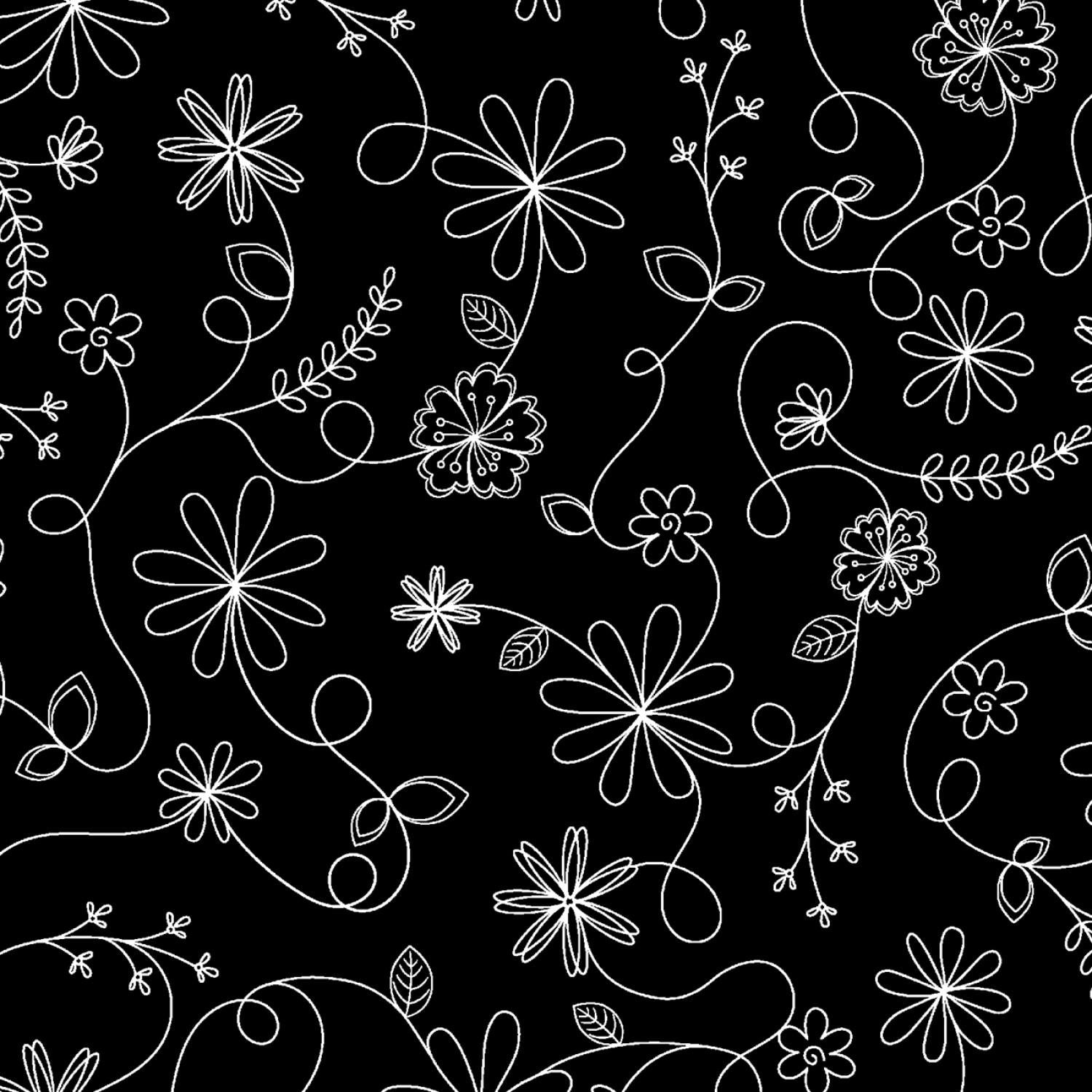 Kimberbell Basic - Black - Swirl Floral - 9261-J